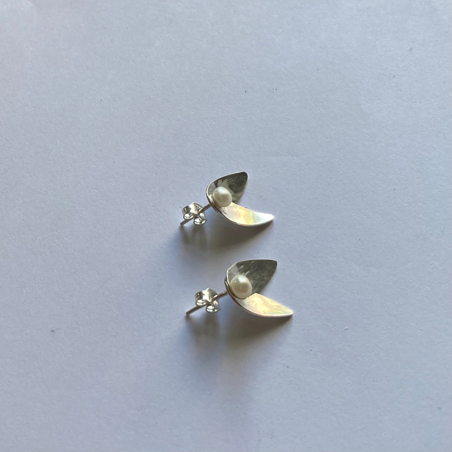 Freshwater Pearl Leaf Stud Earrings